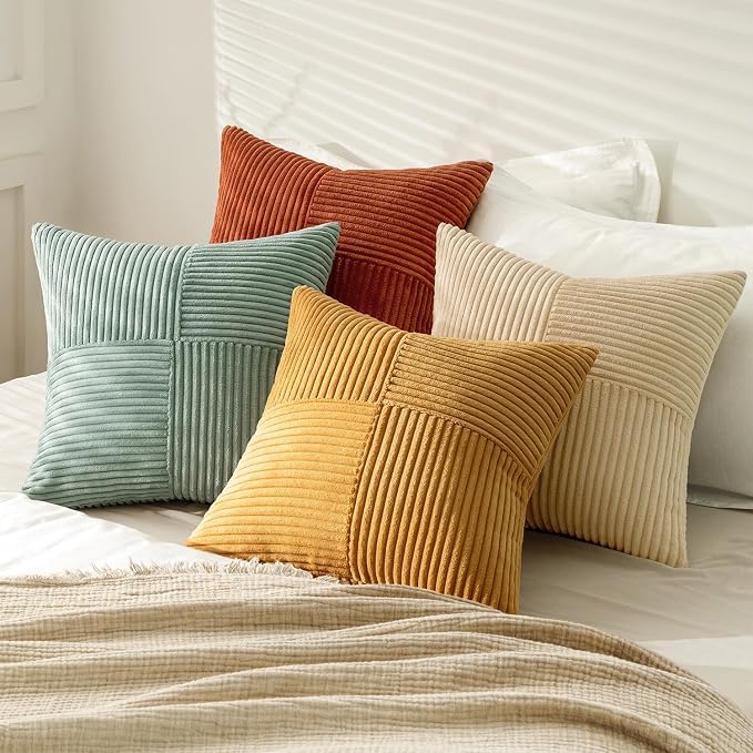MIULEE Fall Teal-Orange Decorative Throw Pillow Covers 22x22 Inch Set of 4 Boho - Image 3