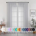 OWENIE Light Grey Sheer Curtains 84 inches Long 2 Panels Set by OWENIE