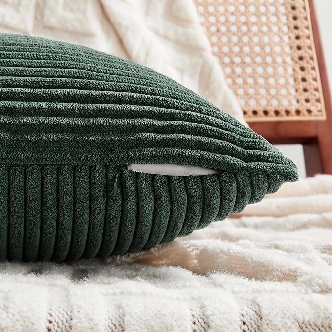 Fancy Homi Set of 2 Dark Green Lumbar Decorative Throw Pillow Covers 12x20 Inch - Image 3