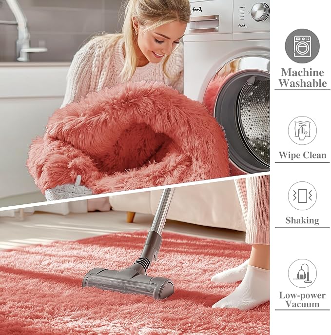 OLANLY 2x3 Machine Washable Small Bedside Rug, Soft Fluffy Shaggy Entryway - Image 2