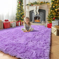 Amdrebio Purple Fuzzy Plush Area Rug 5x7 by Amdrebio