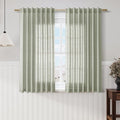 Sage Green Linen Sheer Curtains 54 Inch Length 2 Panel Set Back Tab Rod Pocket by Nanspring