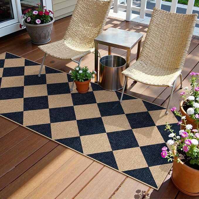 Lahome Colette Checkered Easy Jute Runner, 2x6 Kitchen Runner Rug Non Slip - Image 6