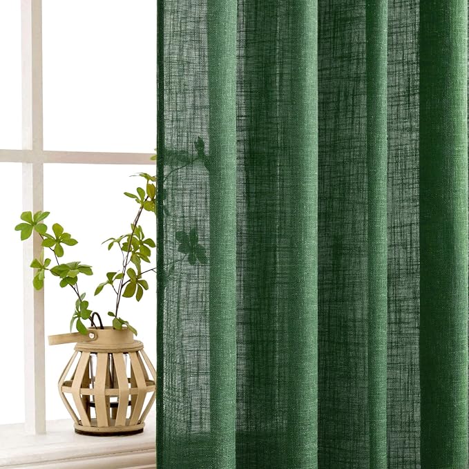 MIULEE Emerald Green Linen Curtains 72 Inch Length - Image 5