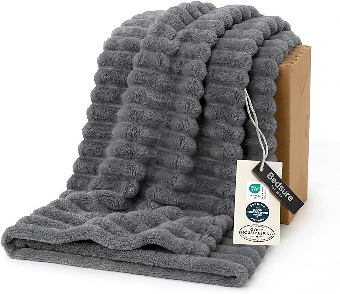 Bedsure GentleSoft Frost Gray Fleece Blanket by BEDSURE