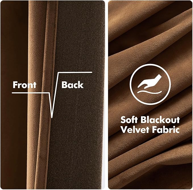 MIULEE Velvet Curtains Chocolate Elegant Grommet Thermal Insulated Soundproof - Image 3