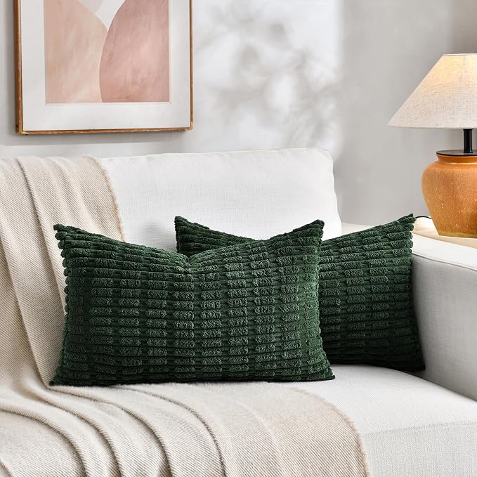 Fancy Homi Set of 4 Green Lumbar Rectangle Decorative Throw Pillow Covers 12x20 - Image 5