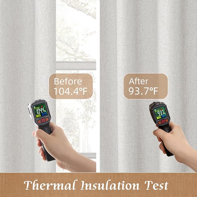 84 Inch 100% Blackout Linen Curtains 2 Panels - Image 5