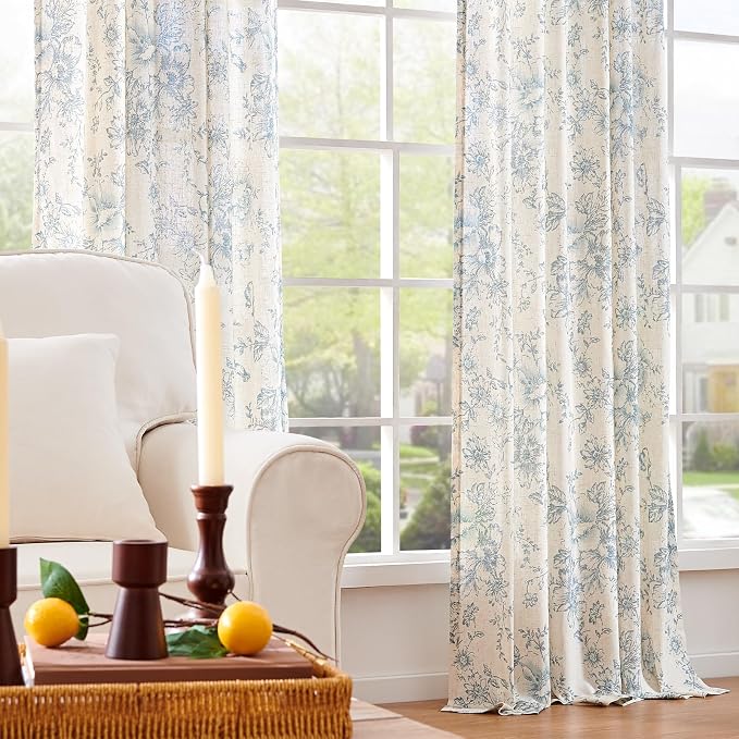 jinchan Linen Blend Curtain Floral Curtains - Image 8