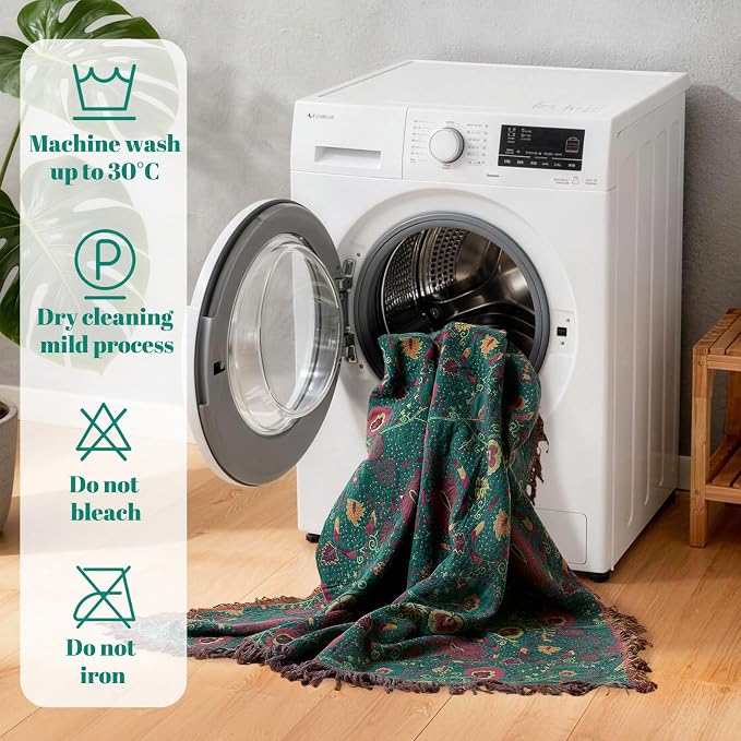 MSGKV Boho Throw Blanket for Couch and Sofa Cotton Blankets for Living Room - Image 7
