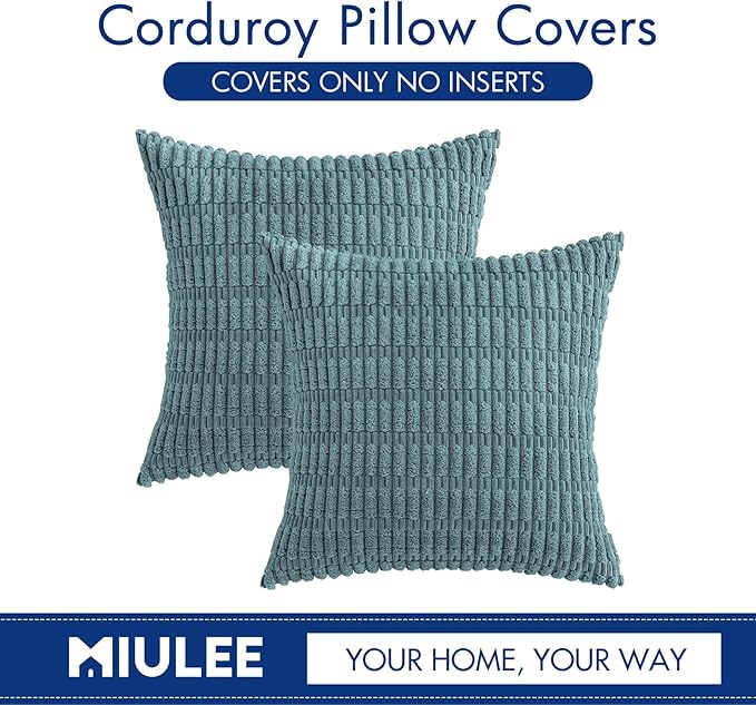 MIULEE Pack of 2 Corduroy Decorative Throw Pillow Covers 18x18 Inch Soft Boho - Image 6