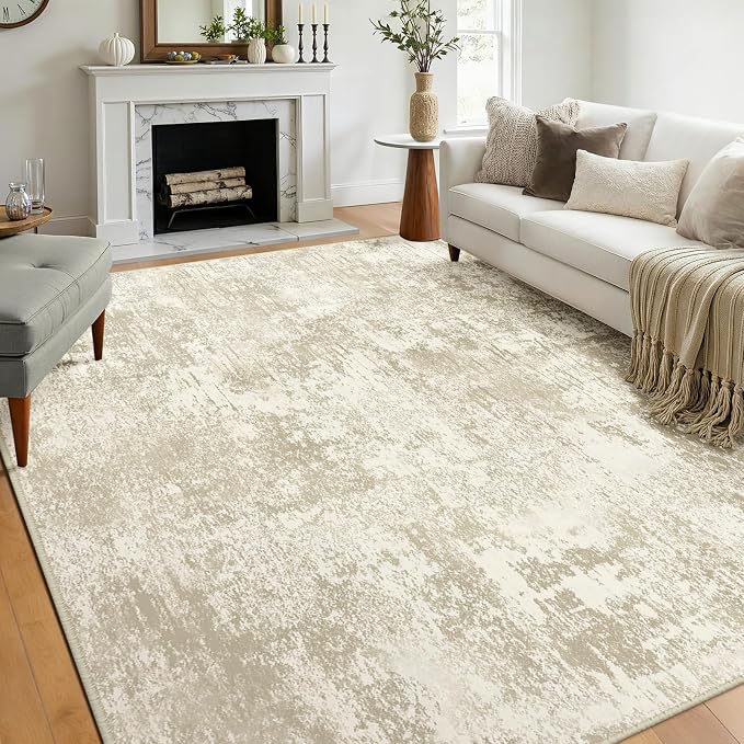 Washable Area Rugs 9'x12' Non-Slip Modern Abstract Soft by RELEANY