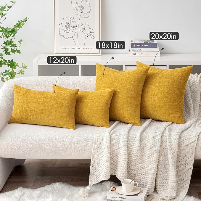 MIULEE Pack of 2 Mustard Yellow Throw Pillow Covers 12x20 Inch Soft Spring - Image 4