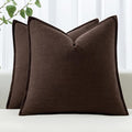 MIULEE Decorative Linen Pillow Covers 18x18 Inch Dark Brown Boho Farmhouse by MIULEE