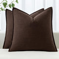 MIULEE Decorative Linen Pillow Covers 18x18 Inch Dark Brown | Boho Farmhouse​ by MIULEE