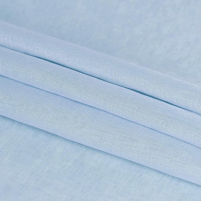 DWCN Sky Blue Sheer Curtains Semi Transparent Voile Rod Pocket Curtains - Image 6