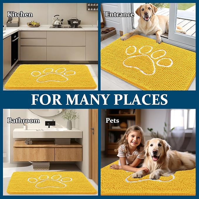 OLANLY Dog Door Mat for Muddy Paws 36x24, Paw Print Design, Absorbs Moisture - Image 8