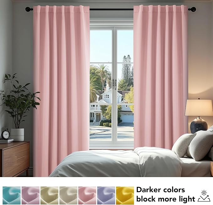 Deconovo Blackout Curtains, Thermal Insulated, W42 x L72 2 Panels, Back Tab - Image 4