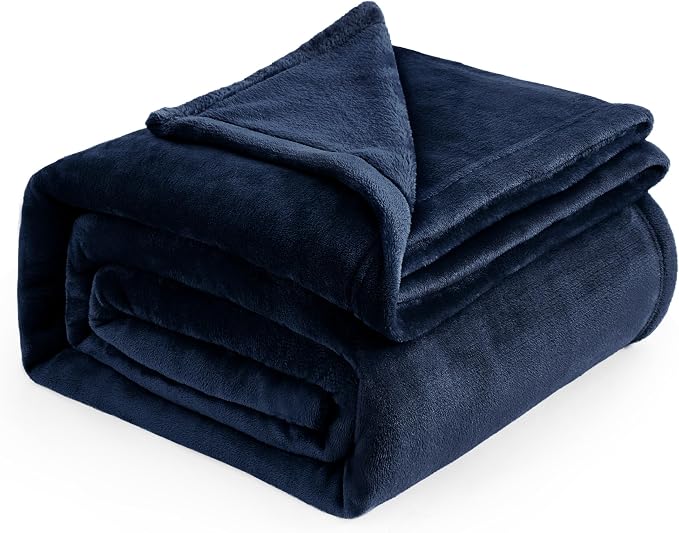 Bedsure GentleSoft Navy Fleece Blankets Queen Size by BEDSURE