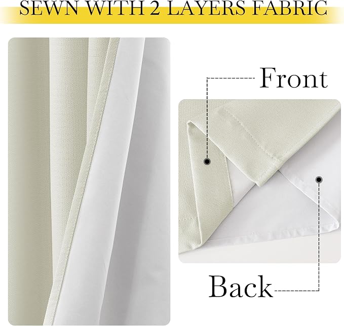 NICETOWN Faux Linen 100% Blackout Living Room Curtains 96 inches Long, W52 x L96 - Image 7