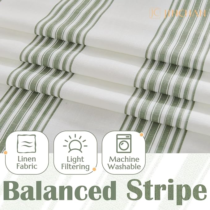 jinchan Striped Linen Valance Curtain 16 Inch Vertical Striped Valance - Image 6
