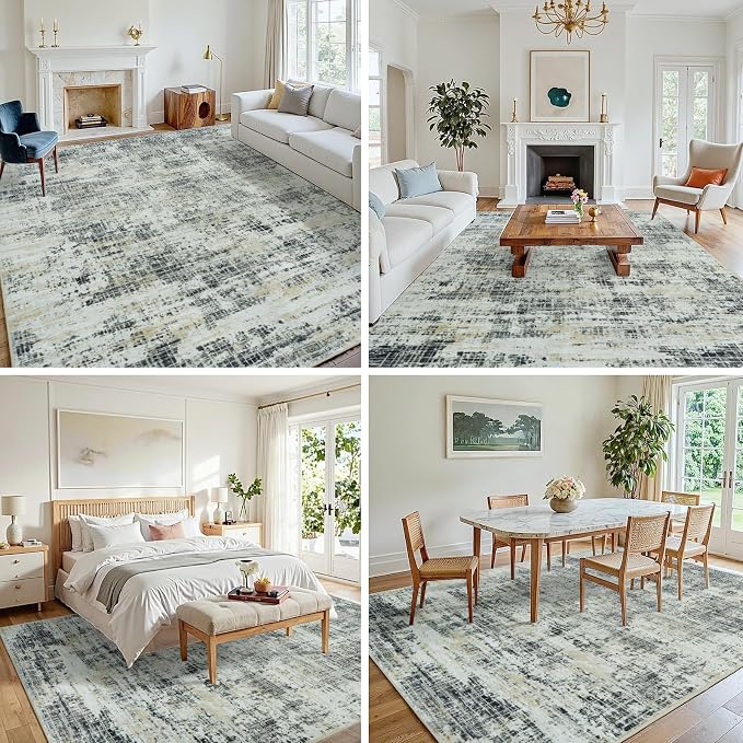 10x12 Area Rugs for Living Room Washable Rug: Anti-Skid Abstract Modern Living - Image 3