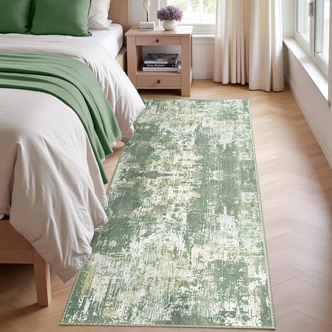 Washable Area Rugs 2'x6' Non-Slip Modern Abstract Soft - Image 3