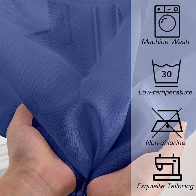Simplebrand Royal Blue Sheer Curtains 96 Inches Long 2 Panels, Light Filtering - Image 7