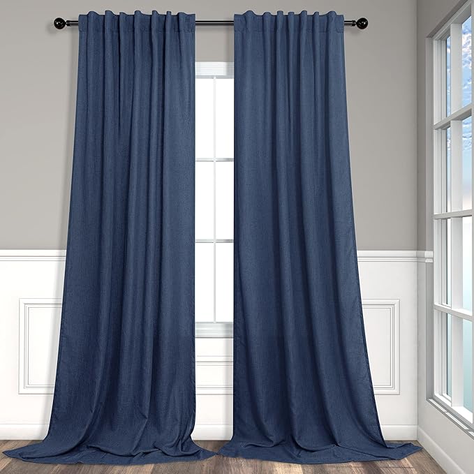 Pitalk 60 Inch Wide Curtains for Living Room 2 Panel Back Tab Pocket Drape Semi - Image 2
