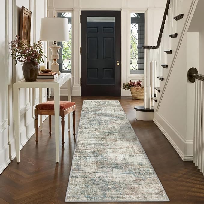 2'6''x8' Runner Rugs Washable Rug: Modern Abstract Hallway Runner Rug Indoor - Image 4