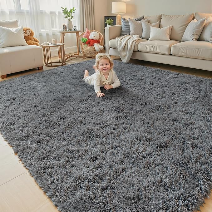 8x10 Area Rugs for Living Room Bedroom Rug, Large Area Rug Shag Shaggy Carpet by Junhejiamei