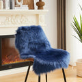 AMTOVO Faux Fur Rug, Dark Blue Small Area Rug, Fluffy Sheepskin Rug, Fuzzy by AMTOVO