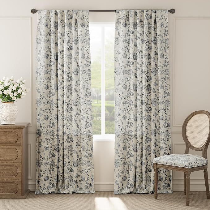 jinchan Linen Floral Curtains for Living Room - Image 2