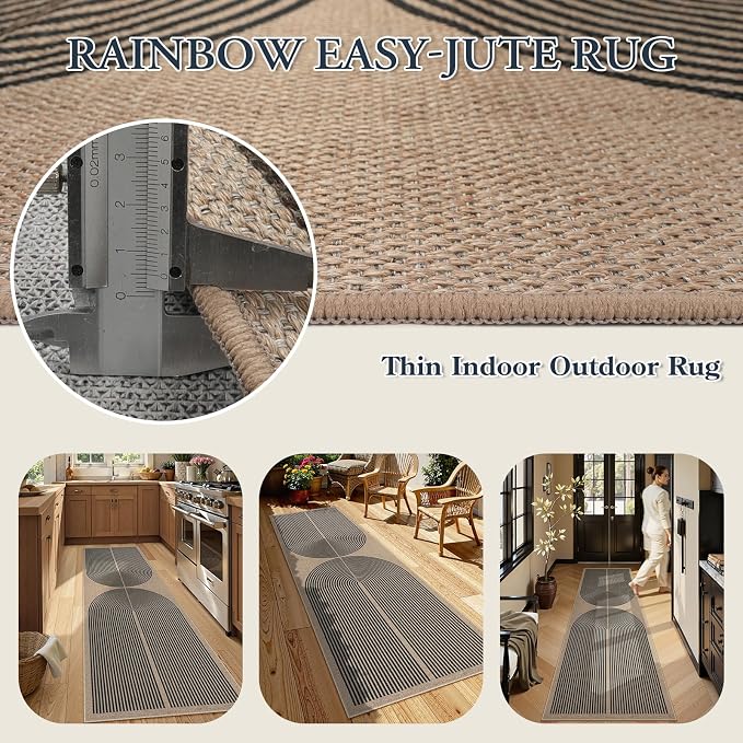 Lahome Modern Rainbow 2x8 Runner Rug, Washable Hallway Kitchen Runner Rugs - Image 3
