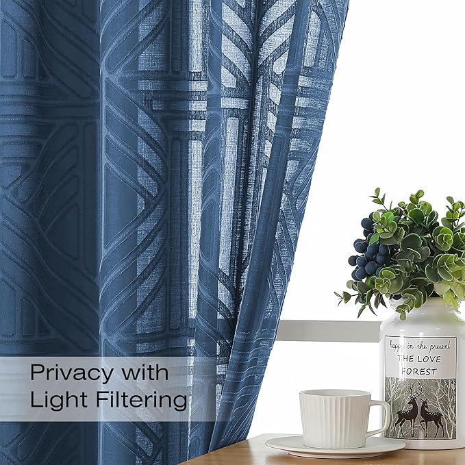 Simplebrand Dusty Blue Sheer Curtains 72 Inch Length 2 Panels - Image 2