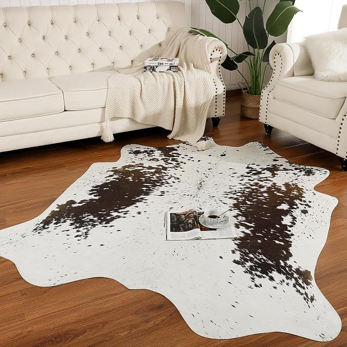 AROGAN White 8×10 Feet Faux Cow Print Rug Large - Image 2