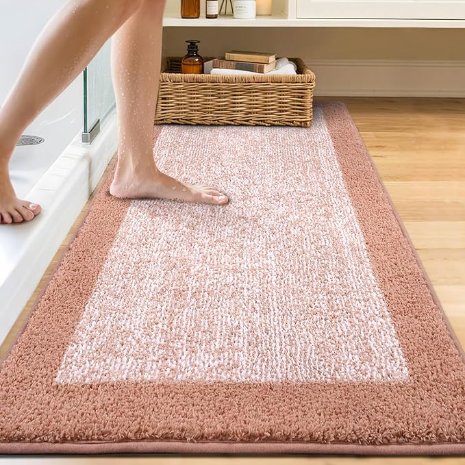 60x24 Long Bathroom Rugs Washable Non Slip, Soft Absorbent Quick Dry Mats - Image 2