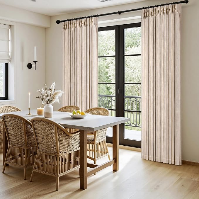MIULEE Pinch Pleated Thick Linen Curtains 102 Inches Long 2 Panels - Image 3