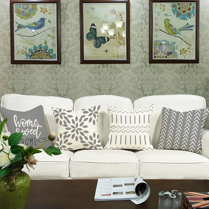 YCOLL Pillow Covers 22x22 Set of 4, Modern Sofa Throw Pillow Cover, Decorative - Image 2