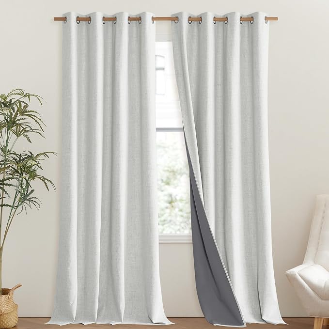 NICETOWN 100% Absolutely Blackout Linen Curtains - Image 2