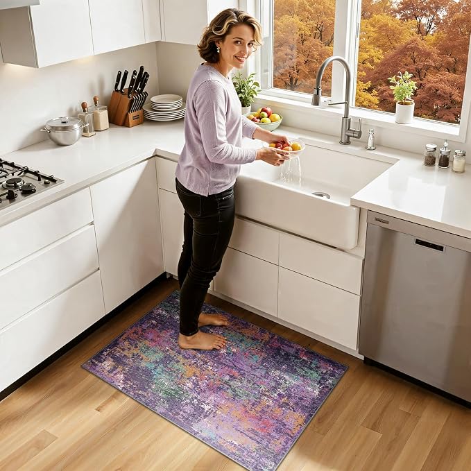 Washable Area Rugs 2'x3' Non-Slip Modern Abstract Soft - Image 2