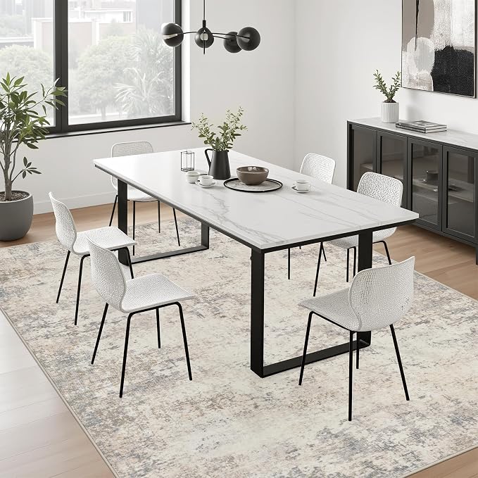 10x14 Area Rug Living Room: Modern Washable Soft Carpet Brown Beige | - Image 3