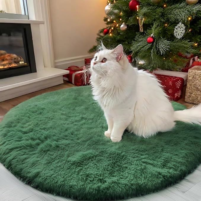 OLANLY Dark Green Round Rugs for Bedroom by OLANLY