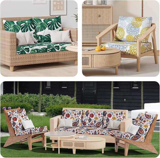 8Pcs Stretch Patio Cushion Covers, Outdoor Couch & Sofa Replacement Slipcovers - Image 8