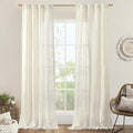 LAMIT 38 Inch Width Semi Sheer Linen Curtains 2 Panels, Cream Ivory Light by LAMIT