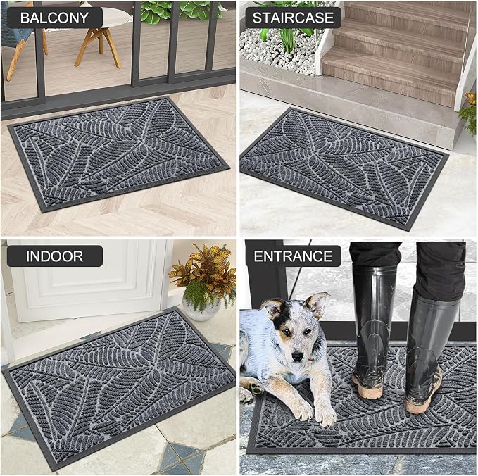 Colorxy Waterproof Doormat, Sturdy Natural Rubber Front Indoor Mat, Non Slip - Image 6