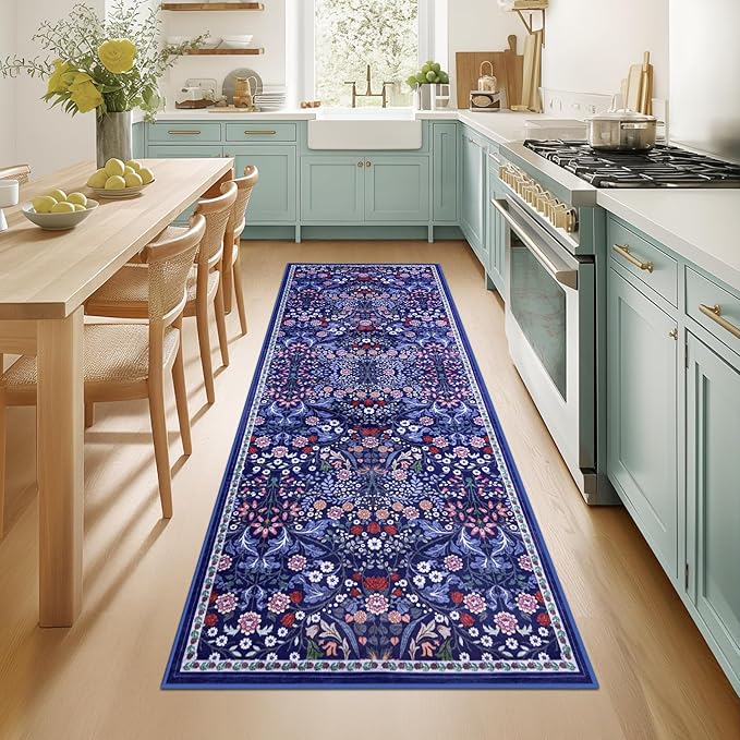 Runner Rug for Entryway: 2.6x8 Kitchen Rugs Non Slip Washable Ultra-Thin Soft by PLHXFRSoftAreaRugs