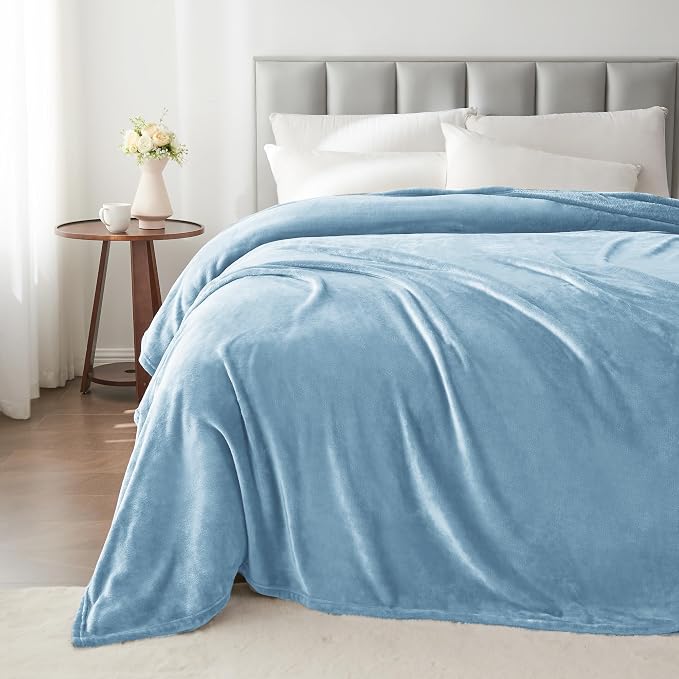 BEDELITE Fleece Blankets Queen Size Washed Blue Throw Blankets - Image 6