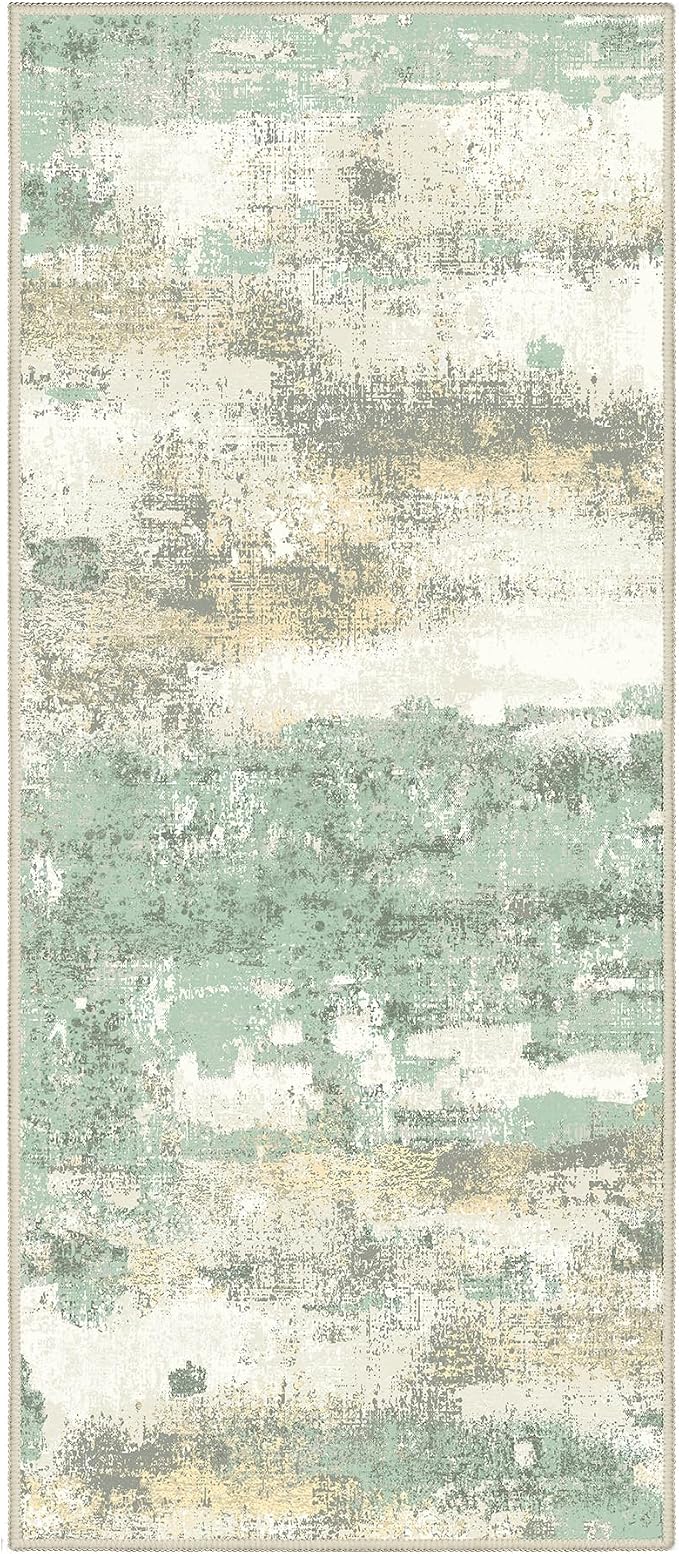 Runner Rug for Hallway Kitchen, Soft Modern Abstract Throw Rugs, Low Pile Floor - Image 5