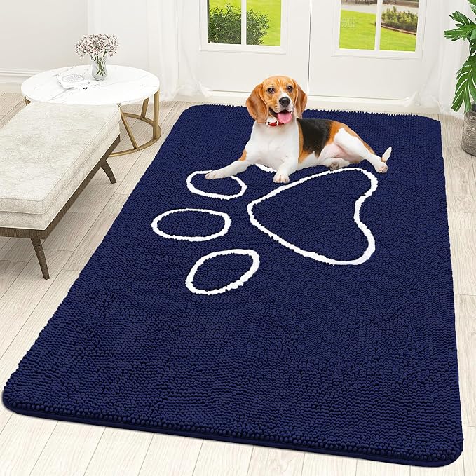 OLANLY Dog Door Mat for Muddy Paws 59x35, Paw Print Design, Absorbs Moisture by OLANLY